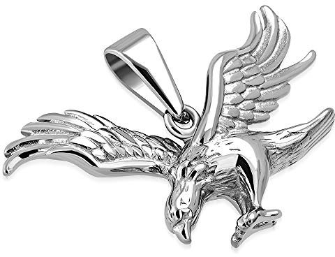 BlackAmazement Anhänger Kette 316L Edelstahl Adler Eagle Halskette silber Biker Herren (Anhänger mit Kette)