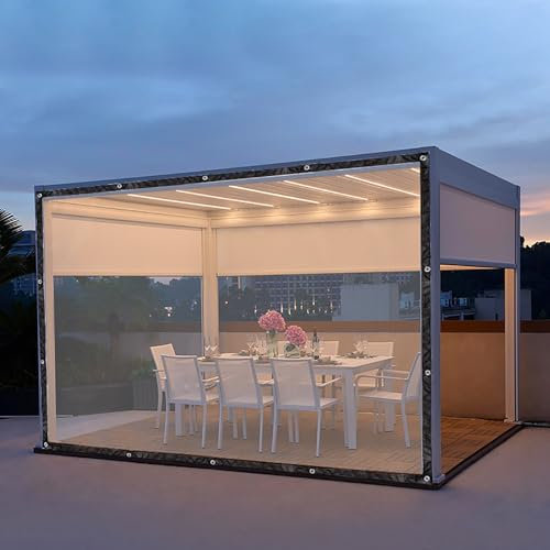 Rideaux Extérieurs PVC Étanche Transparent, Panneaux Latéraux de Étanche Claire, avec Œillets, Rideau Exterieur Terrasse Auvents, pour Terrasse, Pavillon, Terrasses, Espace Extérieur ( Size : 2.5x5m(8