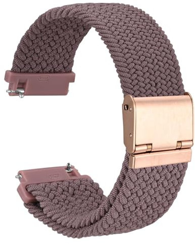 WOCCI 16mm Bracelet Montre en Nylon Tressé pour Homme et Femme, Réglable Boucle Dorée Rose (Woodrose)
