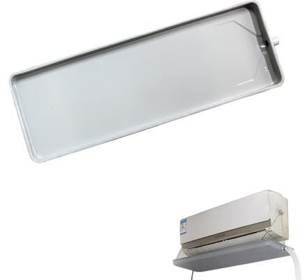 Bandeja grande de metal para aire acondicionado central con tubo de drenaje, perfecta para unidades de aire acondicionado de ventana, instalación y mantenimiento
