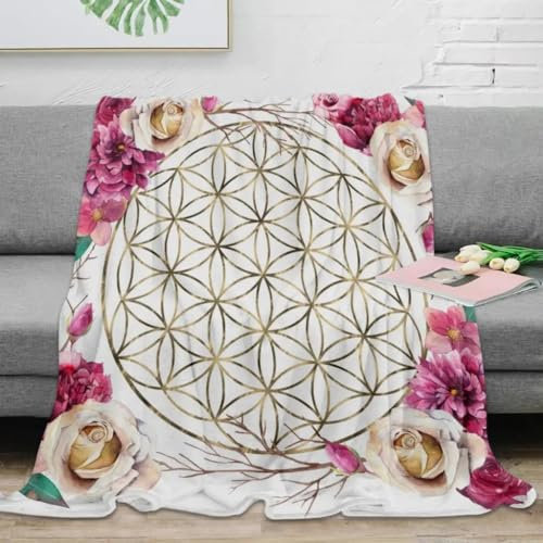 Felldecke Lila Blume 3D Printdesign Couchdecke Warm Mikrofaser Wearable Doppelseitiger Decke 270 x 230 cm für Lesen, Lernen, Campen