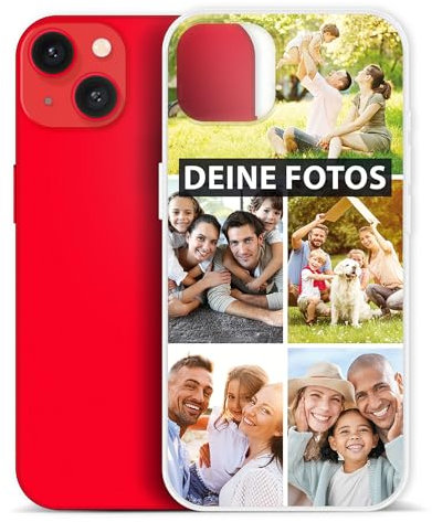 PR Print Royal Personalisierte Handyhülle für Apple iPhone 14 Clear - zum selbst gestalten mit Foto-Collage für 5 Fotos - Handyhüllen iPhone 14, Silikon Transparent | Fotogeschenk