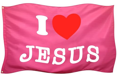Lustige Motiv-Flagge mit Aufschrift I Love Jesus, für drinnen und draußen, 90 x 152 cm, für Teenager, Mädchen, Wandflagge, Höhle, Zimmer, Wand, Meme, Banner, Hausdekoration, Hofbanner