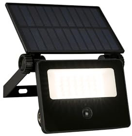 TELEFUNKEN - LED Strahler Solar mit Bewegungsmelder, Dämmerungssensor, 1000 Lumen, Baustrahler, Außenlampe, Außenleuchte, Akku, Außenwandleuchte, Außenstrahler, 14x11,5x18 cm, Schwarz