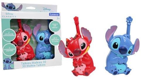 Lexibook, Disney Stitch, Talkies-walkies 3D Stitch et Leroy, Portée 500m, 2 canaux de communication, Clip ceinture, Bleu / rouge, TW18D
