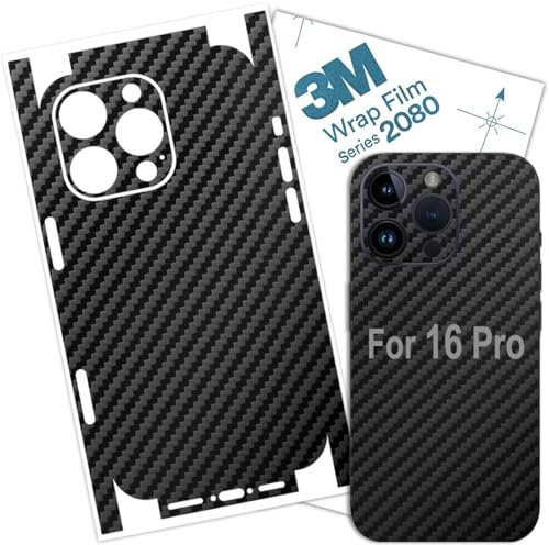 iPhone 16 PRO Skin Wrap 3M Film Protective for Sides and Back (Carbon Fiber) (Carbon Fiber)