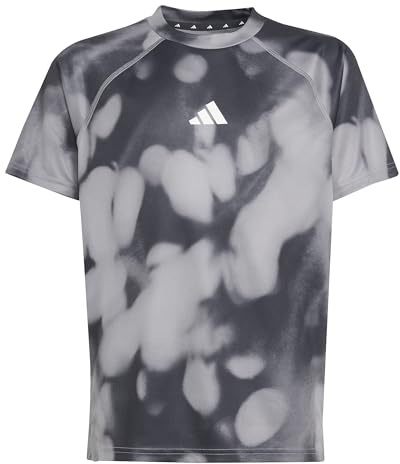 Adidas Jungen Training Tee with Allover Graphic, Carbon/Black, 15-16 Years