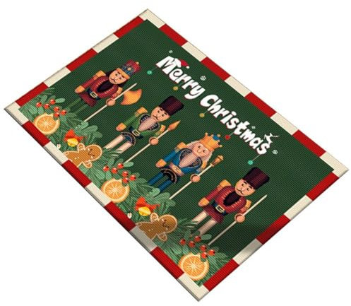 Tsffae Christmas Doormat, Nutcracker Merry Christmas Non-slip Rugs Carpet Floor Door Mat for Entrance Living Room Bedroom Xmas Home Decor Party Supplies