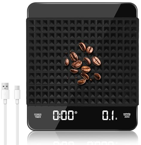 LURICO Digitale Kaffeewaage Mit Timer 3kg/0,1g, Espresso Waage, Multifunktionale Waage Küchenwaage Mit LED-Anzeige Für Den Heimgebrauch in Der Küche und Im Büro