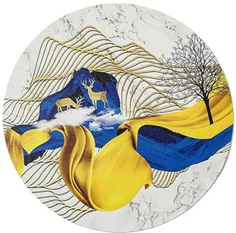 KnSam 6er Set Tischsets Abwaschbar Und rutschfest Rund 35CM, PVC Platzset Weihnachten Zen-Thema mit Muster Anti-Rutsch, Tischmatte Modern Bunt für Speisetisch Platz-Matten