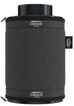 Croco - Aktivkohlefilter Grow - Kohlefilter für Growzelt - Growbox, Growzelt, Hydrokultur, Zuchtzelte Zubehör - für effektive Luftfiltration, gegen unangenehme Gerüche - 230-350 m³/h fi125mm h300mm