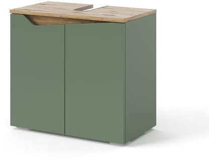 Vicco Waschbeckenunterschrank Marelle, Grün/Anthrazit, 60 x 57.5 cm mit 2 Türen