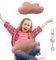 Wolkenkissen,Cloud Pillow,Niedlich Kissen Wolke,44×25cm Wolken Kuscheltier,Cartoon-Wolkenform mit 1 Glitzerwolkenstern-Schlüsselanhänger,für Kinderzimmer Schlafzimmer Deko (Rosa)