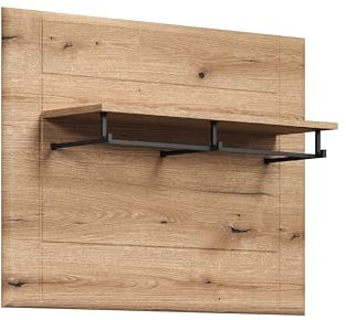 trendteam smart living - Marlon - Garderobenpaneel - Evoke Eiche - Wandgarderobe mit Hutablage, 3 Haken und Kleiderstange - (BxHxT) 91 x 70 x 26 - mit schwarzen Akzenten