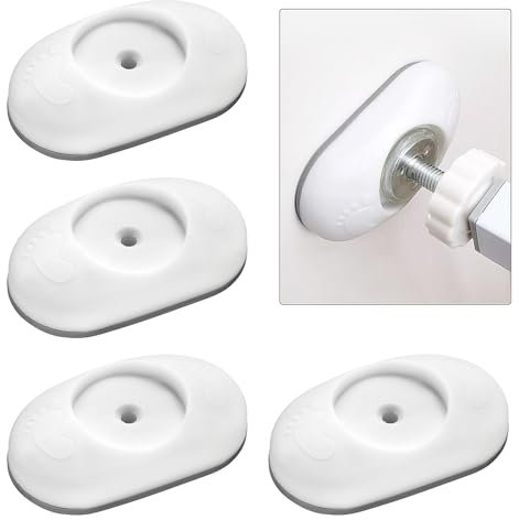 HonGien 4 Stück Wandschutz für Türgitter Baby Treppengitter Wandschutzpads Wand Saver für Sicherheit von Babys und Haustieren (Keine Schrauben erforderlich) (weiß, Oval)