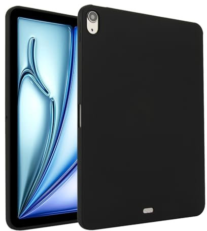 Funda compatible con iPad Air de 13 pulgadas M3 2025/M2 2024, parte trasera delgada de TPU suave a prueba de golpes, funda protectora de silicona antiarañazos, color negro