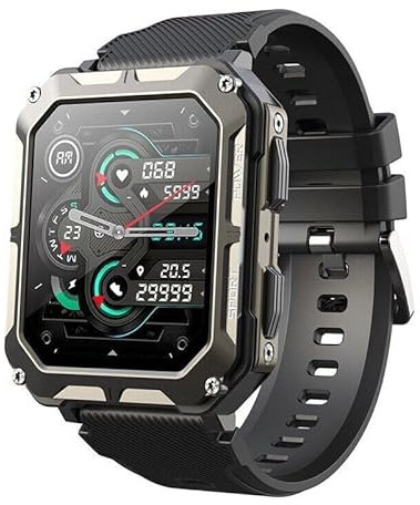 AngLink Smartwatch mit Telefonfunktion, 1,81 Outdoor Fitness Uhr, Militärstandard, Wasserdicht, Aktivitätstracker mit Blutdruck,Kompatibel mit Android & iOS (Schwarz)
