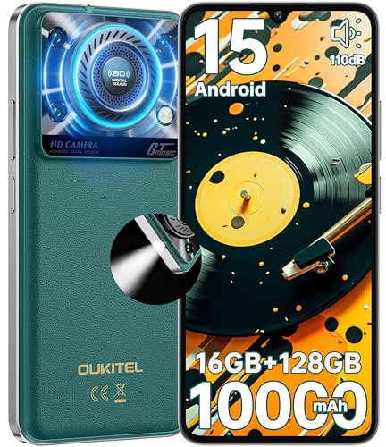 OUKITEL C60 Telefonos Moviles Libres Android 15-16GB+128GB/1TB, Batería 10000mAh 6.8 HD+ 90Hz Telefonos Moviles 110db 120 Lúmenes Smartphone, 4G Dual SIM/Peso 298g/OTG/GPS/Fingerprint/Face ID