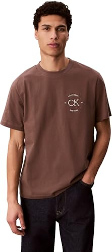 Calvin Klein Herren T-Shirt Kurzarm April Graphic mit Rundhalsausschnitt, Braun (Warm Oak), 2XL
