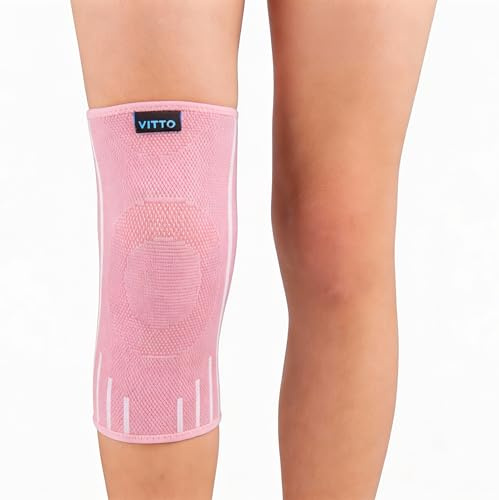VITTO Ginocchiera Bambino -Tutore Osgood Schlatter dai 4 ai 14 anni, Rosa M | Ginocchiere Bambino e Ginocchiere Bambina, Supporto Ginocchio Sportivo protegge il ginocchio durante basket, pallamano, danza