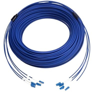 JPVLCNDJ Cavo armato LC Fibra Ottica, blu, SC UPC, 4 core, 6 core, 8 core, cavo patch in fibra ottica monomodale, impermeabile, 60 m, 80 m, 100 m(4-core 4LC-4LC 60m)