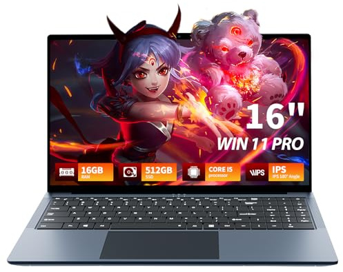 QLall 16 Inch Laptop Computer, FHD IPS 1200p Screen, Gaming Laptop i5 (Up to 3.6GHz) for 16GB LPDDR4 RAM 512GB SSD