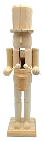 Worparsen Nussknacker Figur 26 cm aus Holz zum Selbstgestalten - Weihnachten Holz Nussknacker Figur - Unfertig & Unbemalt - DIY Blank Soldatenfigur - Festtagsdeko & Partyornament (A)