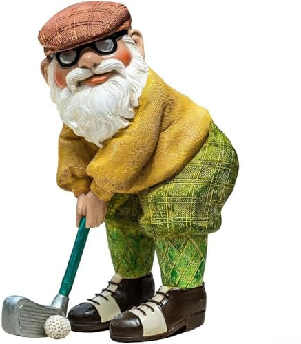 Opatiny Charmante Gartenzwerg-Statue mit Golf-Pose, tolle Ergänzung für jeden Garten