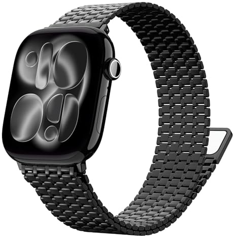 MoKo Correa de Metal Compatible con Apple Watch 49/46/45/44/42mm, Correa de Acero Inoxidable Ajustable Magnética para Apple Watch Ultra 3/2/1, iWatch SE 3/2/1, Series 11/10/9/8/7/6/5/4/3/2/1