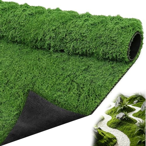 Kunstmoos zum Dekorieren, Künstliches Moos Flachmoos Moosmatte für Basteln & Deko, Fake Moos für Wand, Krippe, Aquarium, Modellbau, DIY, Miniatur Garten, Hochzeit, Frühlingsdeko (100 x 100 cm)