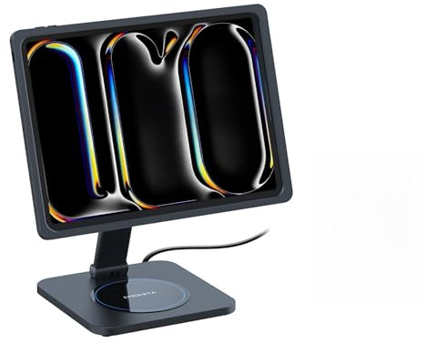 EMONITA Magnetic iPad Stand with Wireless Phone Charger, 45W Fast Charging, 360-Degree Rotation, 90-Degree Tilt (Black, For iPad Pro 13 (M4/M5))