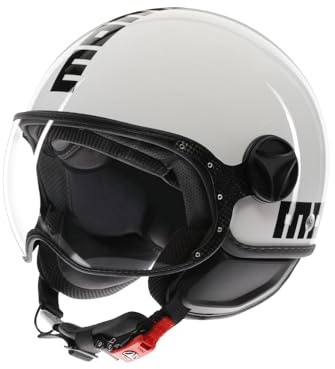 MOMODESIGN - FGTR Classic E2206, Jethelm Motorradhelm, Jethelm ECE-Zertifiziert, Offener Roller Helm, Herren und Damen, Leicht mit Visier, White/Black, XL