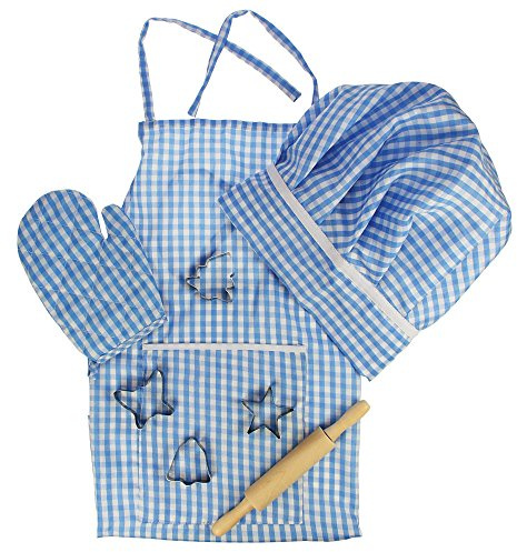 Bigjigs Toys Chef Outfit Set (Blue) with Baking Accessories