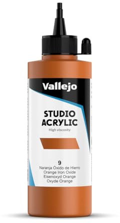 Vallejo ACRYLIC STUDIO, PINTURA ACRÍLICA, 200ML, NARANJA OXIDO DE HIERRO, Nº 9