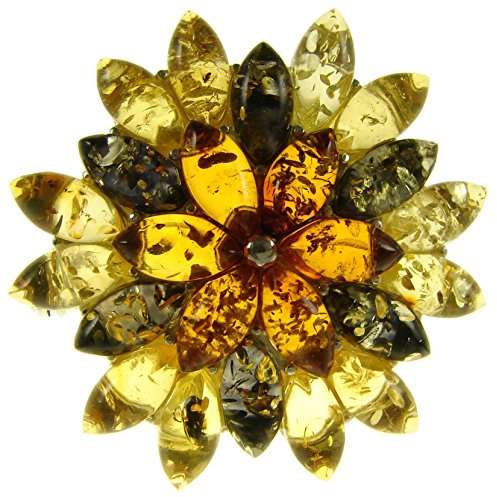 Broche de plata de ley 925 con ambar del Baltico joyeria