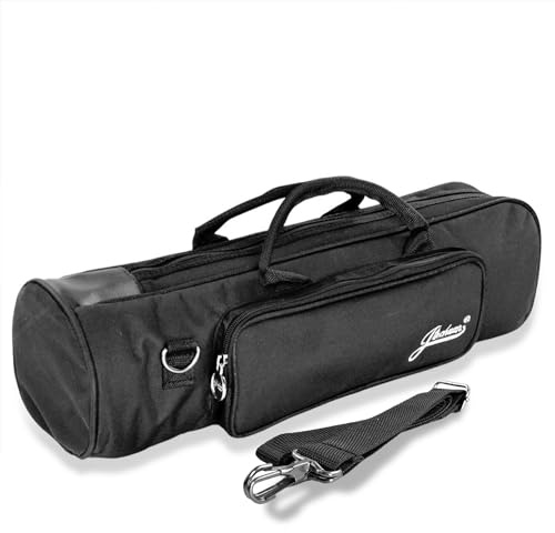 Flexzion Trumpet Gig Bag - Cotton Padded Trumpet Case Backpack with Adjustable Shoulder Strap & Double Zippers - Black Portable Trumpet Bag with 2 Compartment Storage for the Trumpet & Accessories