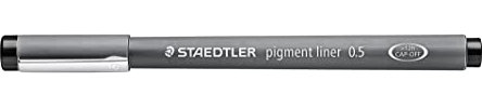 STAEDTLER schwarzer pigment liner, Linienbreite 0,5 mm, dokumentenechte Pigmenttinte, lange Metallspitze, lange Lebensdauer, 10 Fineliner im Kartonetui, 308 05-9