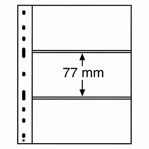 Leuchtturm 316307 Optima Kunststoffhüllen mit 3 waagrechten Streifen, 202 x 252 mm, weichmacher- und säurefrei - Schwarz, 10er-Pack