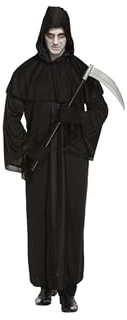 HENBRANDT Death Grim Reaper Robe Adult Fancy Dress Costume One Size | Attached Hood, Full-Length Robe, Layered Cape Detail, Scythe and Gloves Not Included