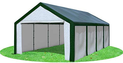Stabilezelte Partyzelt 4x8 m Modular Pro PE 240 g/m² wasserdicht inkl. Seiten Festzelt Gartenzelt Grün Weiss