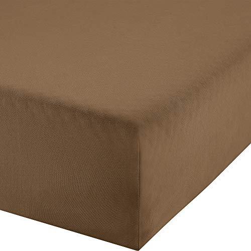Erwin Müller Boxspringbett-Spannbettlaken Freising Elasthan-Jersey-Stretch - braun Größe 120x200 cm - 130x220 cm - dehnbar, antipilling, bügelfrei, Rundumgummi