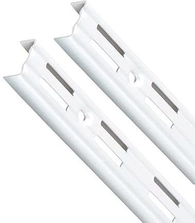 PRIOstahl Wandschienen Regalsystem Weiß - 2 Stück Wandschiene 2-Reihig 2000mm Regal - Schwerlast Wandregal Aufbewahrung System für Garage Keller Werkstatt