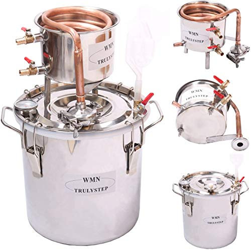 Kit de destilación Moonshine para casa de 20l; hervidor de acero con tubos de cobre; para elaboración casera de vino, etanol, cerveza o destilación de agua