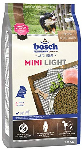 bosch HPC Mini Light | Hundetrockenfutter für übergewichtige Hunde kleiner Rassen (bis 15 kg), 5 x 1 kg