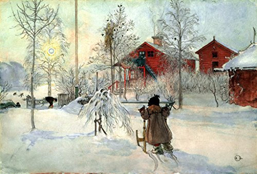 kunst für alle Kunstdruck/Poster: Carl Larsson C Larsson Das Bauernhaus u das Waschhaus - hochwertiger Druck, Bild, Kunstposter, 60x40 cm