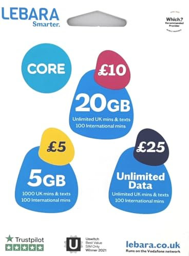 Lebara Zahlen Sie GO Triple Pre Laden 1 Pfund SIM Karte Pack