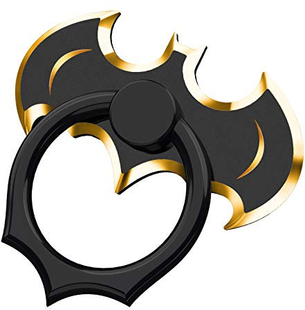 OATSBASF Handy-Ringständer mit Fledermaus-Motiv, Fingergriff, 360 Grad drehbar, kompatibel mit iPhone 16/15/14/13/12 Pro Max und anderen Smartphones (Schwarz + Gold)