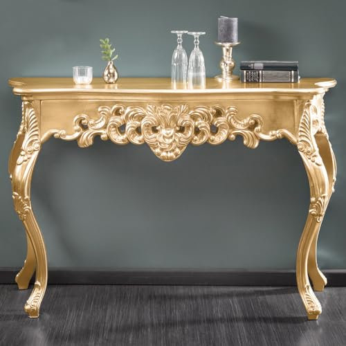 cagü romantische Lonsole Florence Gold Antik in Barock-Design 110cm x 35cm