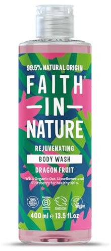 Faith In Nature Natural Dragon Fruit Body Wash, Rejuvenating Shower Gel, Vegan and Cruelty Free, No SLS or Parabens, 400 ml