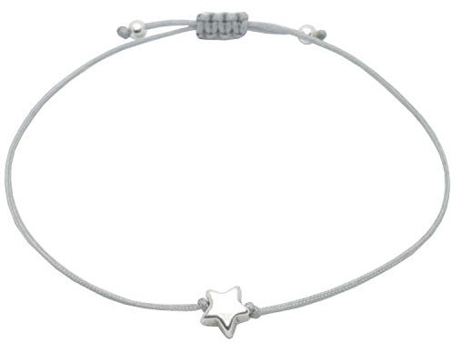 Selfmade Jewelry Armband Damen Silber Stern Handgemachtes Armkettchen mit Sternchen Größenverstellbar Inkl. Geschenk-Verpackung (Silber - Grau)